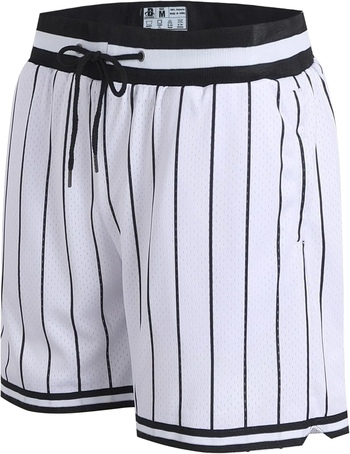 DEHANER Men's Basketball Shorts with Zip Pockets for Workout Gym Sports, Featuring Breathable Mesh Fabric