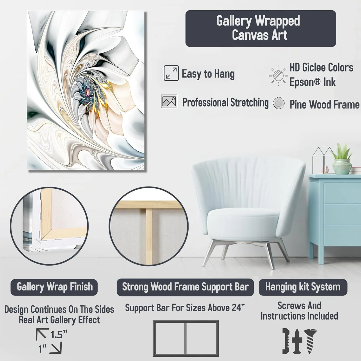 DesignQ Grey Global Canvas wall art, Asian Art Wall Art, Sumi Art with Asian Antelopes I, Asian art Black Framed Wall art decor, 16x32 inches