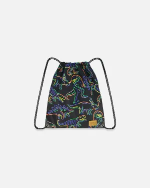 Deux Par Deux - Drawstring Bag - Neon Dino