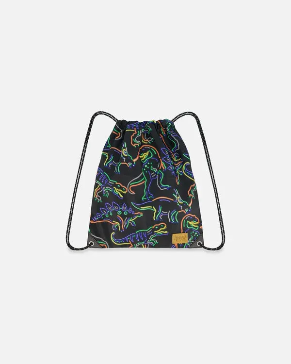 Deux Par Deux - Drawstring Bag - Neon Dino