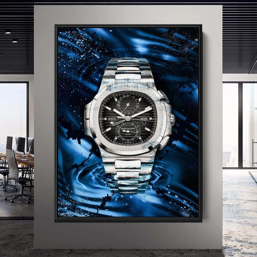 DEVICI Patek Philippe Nautilus Chronograph inspired Framed Patek Philippe Canvas Art - Framed Motivational Wall Art Patek Philippe Watches For Men Inspirational Wall Art Framed Art Posters & Prints