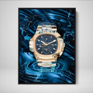 DEVICI Patek Philippe Nautilus Chronograph inspired Framed Patek Philippe Canvas Art - Framed Motivational Wall Art Patek Philippe Watches For Men Inspirational Wall Art Framed Art Posters & Prints