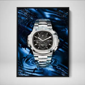 DEVICI Patek Philippe Nautilus Chronograph inspired Framed Patek Philippe Canvas Art - Framed Motivational Wall Art Patek Philippe Watches For Men Inspirational Wall Art Framed Art Posters & Prints