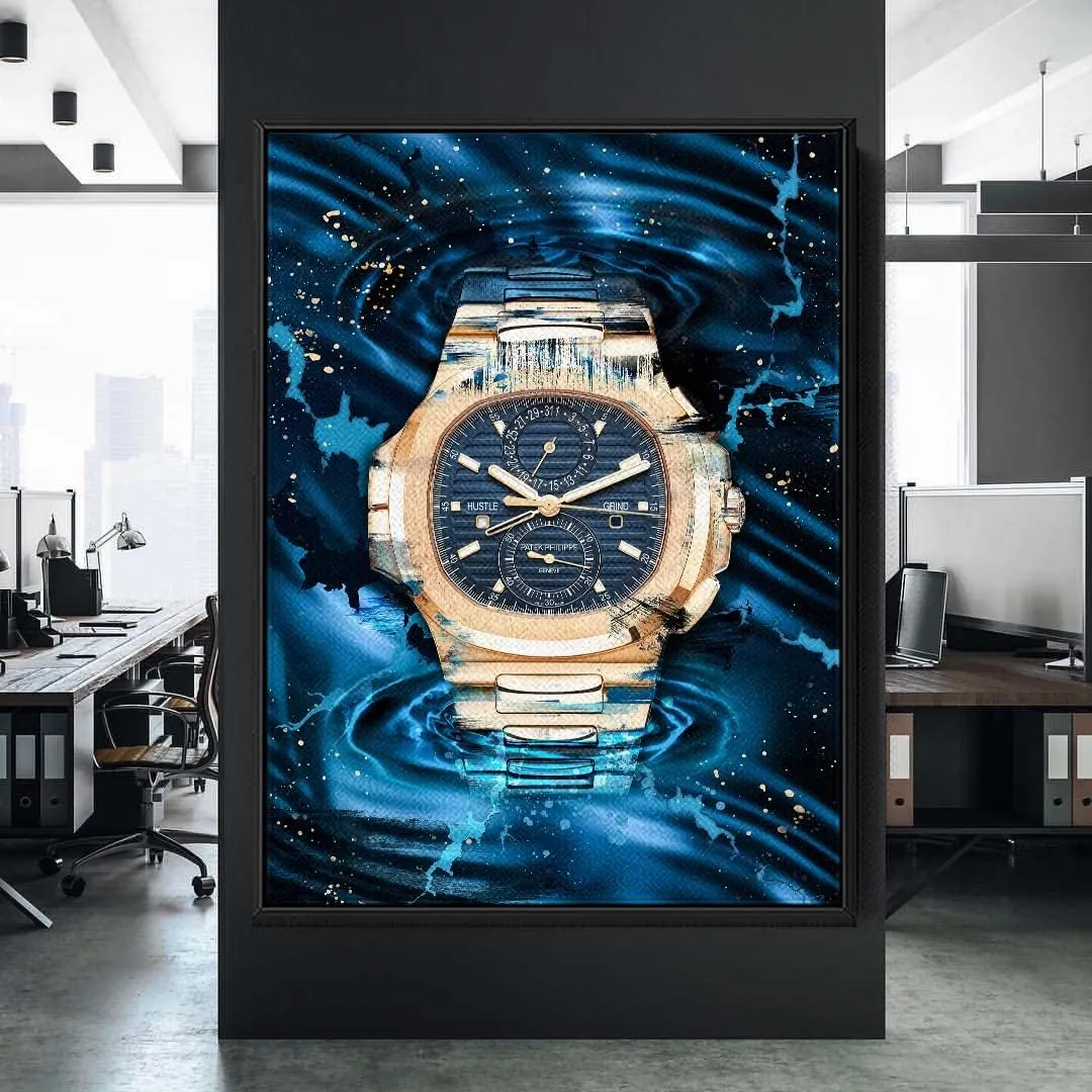 DEVICI Patek Philippe Nautilus Chronograph inspired Framed Patek Philippe Canvas Art - Framed Motivational Wall Art Patek Philippe Watches For Men Inspirational Wall Art Framed Art Posters & Prints