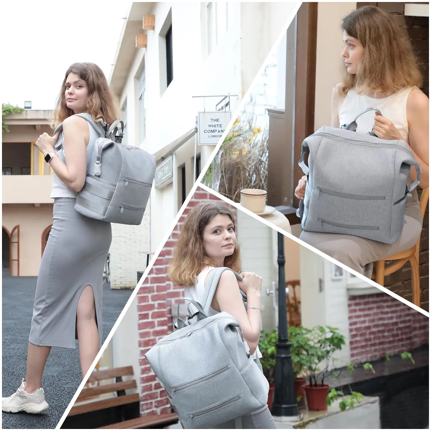 Diaper Bag Backpack,Large Neoprene Baby Bag for Boys Girls with 15 Diaper Bag Organizer,2 Insulated Pockets,Changing Pad,Stroller Straps,Gray