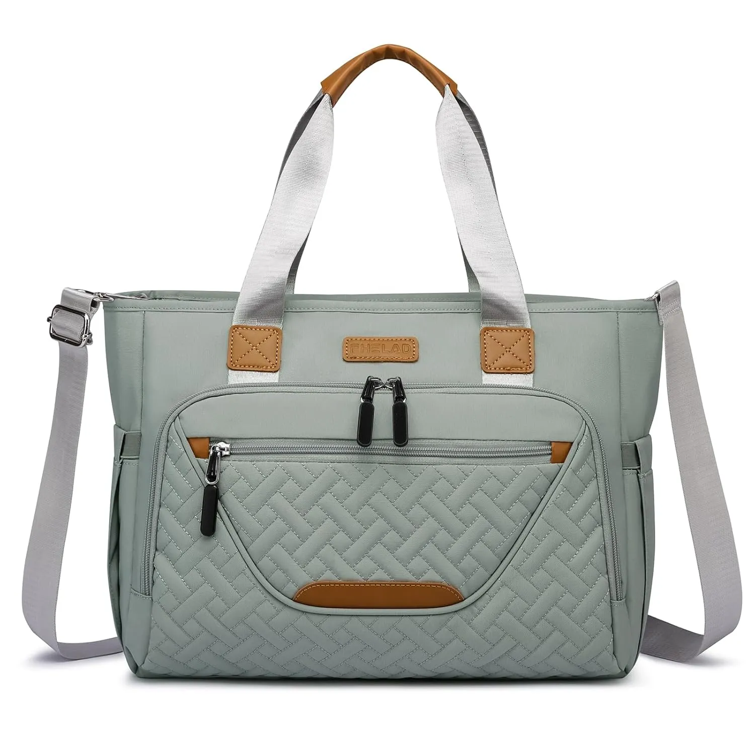 Diaper Bag Tote for Women, Tote Diaper Bag with 16 Inch Laptop Compartment for Mom (Morandi Grey)