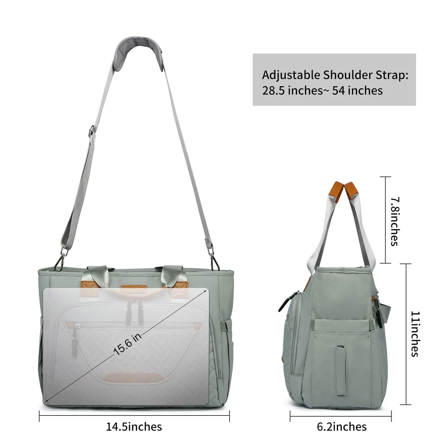 Diaper Bag Tote for Women, Tote Diaper Bag with 16 Inch Laptop Compartment for Mom (Morandi Grey)