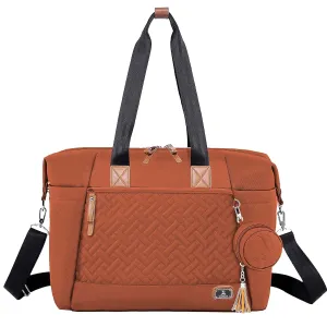 Dikaslon Diaper Bag, Large Travel Diaper Tote for Mom and Dad, Multifunction Baby Tote Bag for Boys and Girls with Pacifier Case and Changing Pad, Caramel