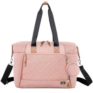 Dikaslon Diaper Bag Tote, Large Travel diaper tote for Mom and Dad, Multifunction baby tote bag for Boys and Girls with Pacifier Case and Changing Pad, Pink