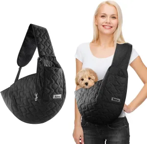 Dog and Cat Sling Carrier, Hands Free Pet Carriers Bag, Padded Adjustable Pet Soft Carrier with Adjustable Shoulder Strap, Travel Safety Harness Machine Washable for Small Dogs Cats Outdoor