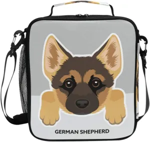 Dog Pattern Lunch Box German Shepherd Insulated Lunch Bag Reusable Cooler Meal Prep Bags Lunch Tote with Shoulder Strap for School Kids Office Adult