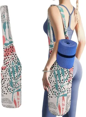 Donnapink Yoga Mat Bag, Canvas Storage Bag with Pocket Shoulder Strap, Fashion Mat Bag