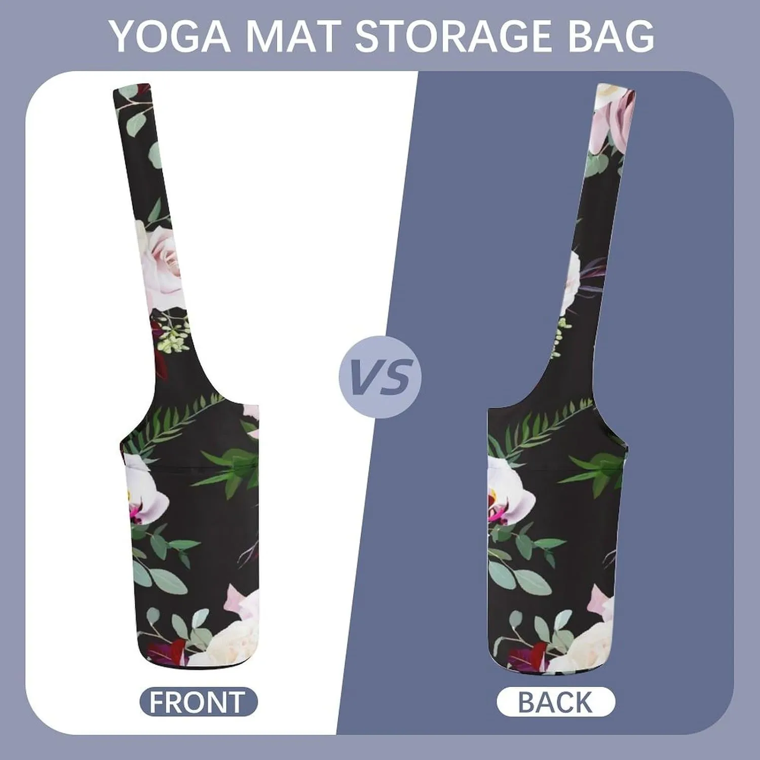Donnapink Yoga Mat Bag, Canvas Storage Bag with Pocket Shoulder Strap, Fashion Mat Bag