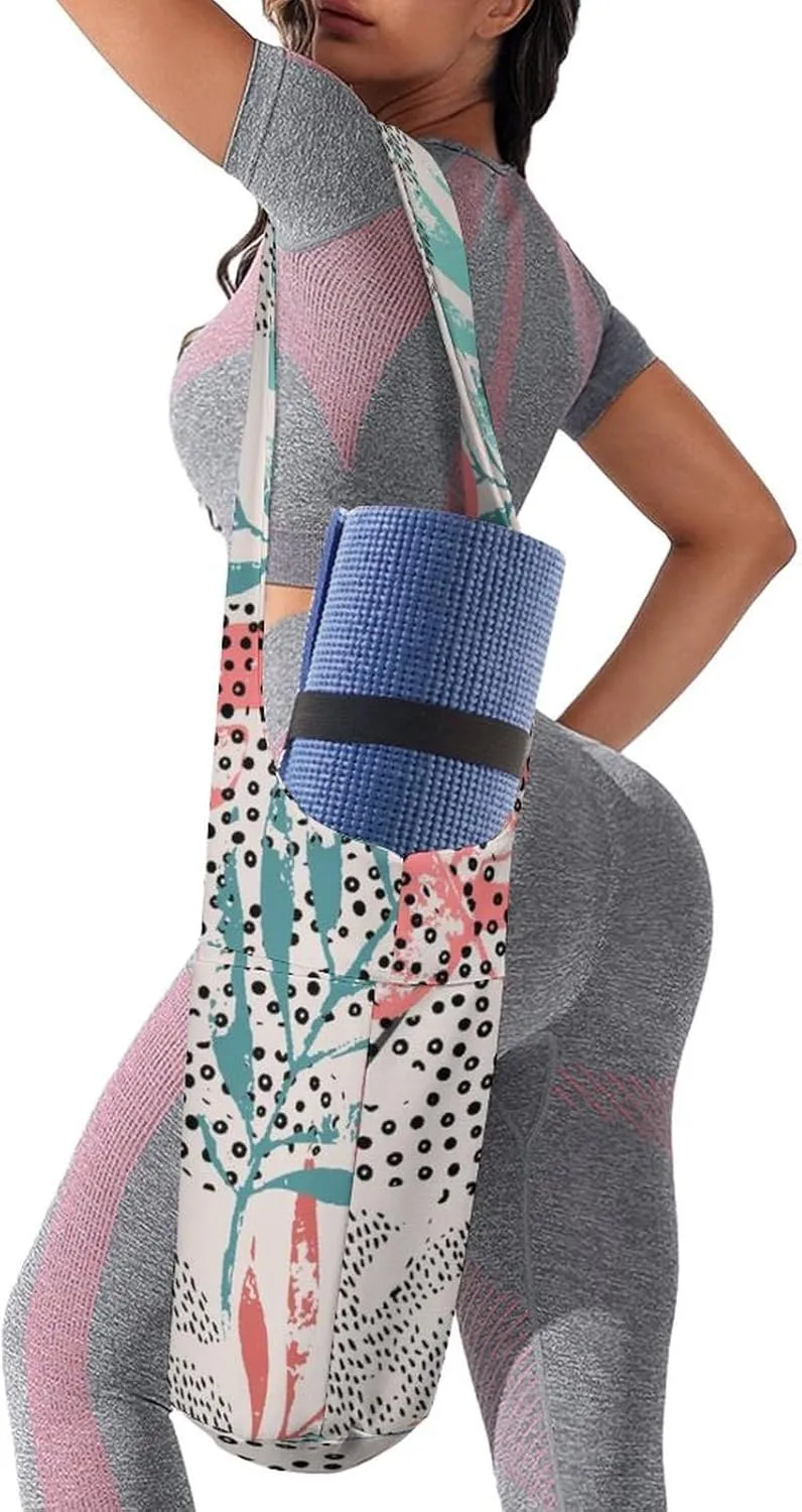 Donnapink Yoga Mat Bag, Canvas Storage Bag with Pocket Shoulder Strap, Fashion Mat Bag