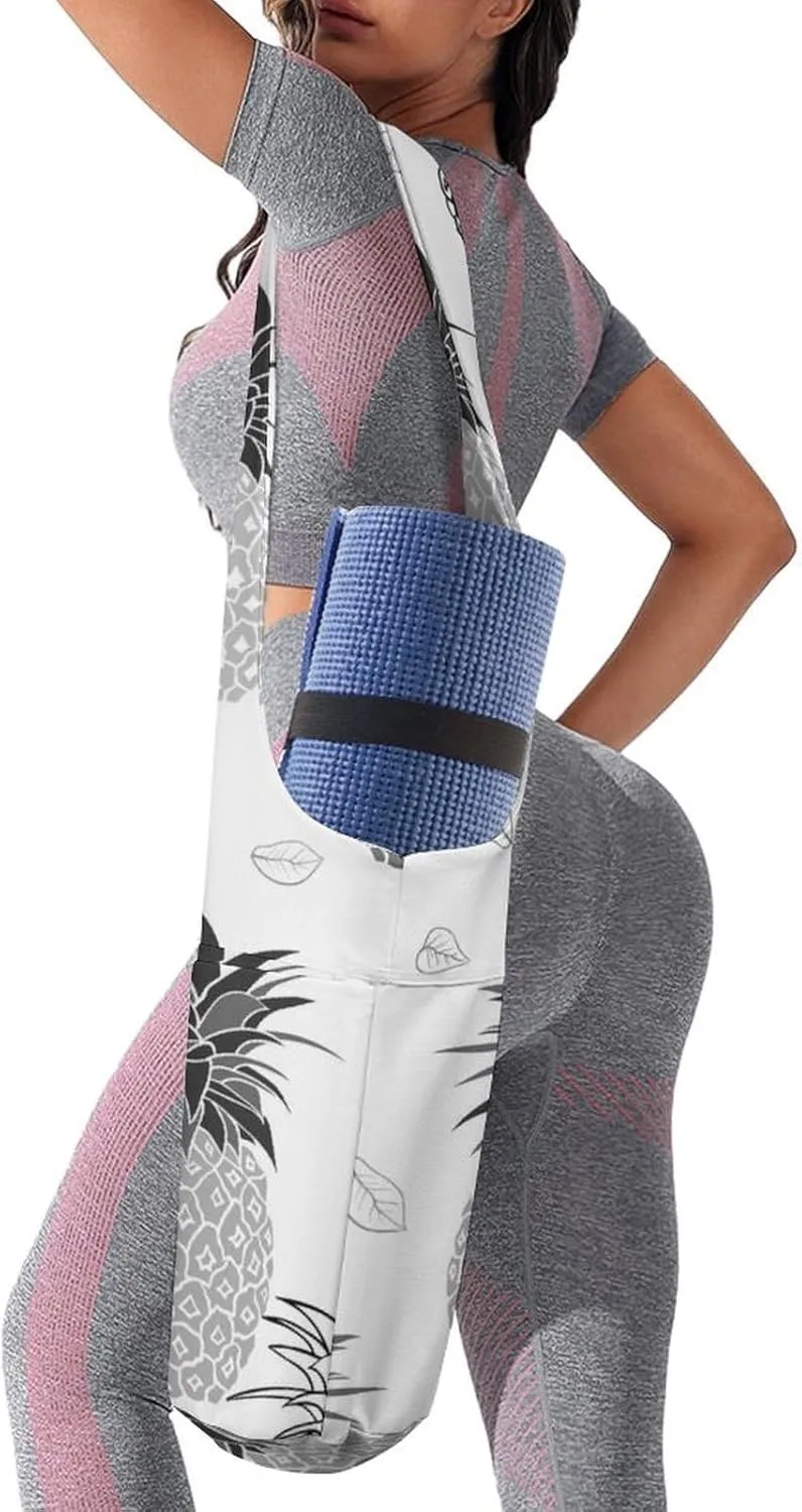 Donnapink Yoga Mat Bag, Canvas Storage Bag with Pocket Shoulder Strap, Fashion Mat Bag