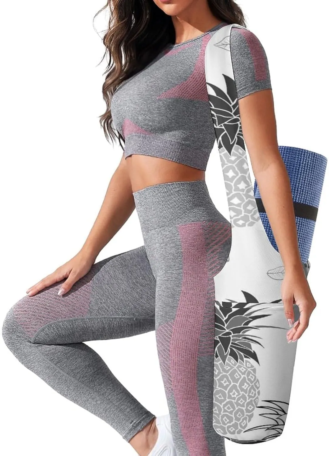 Donnapink Yoga Mat Bag, Canvas Storage Bag with Pocket Shoulder Strap, Fashion Mat Bag