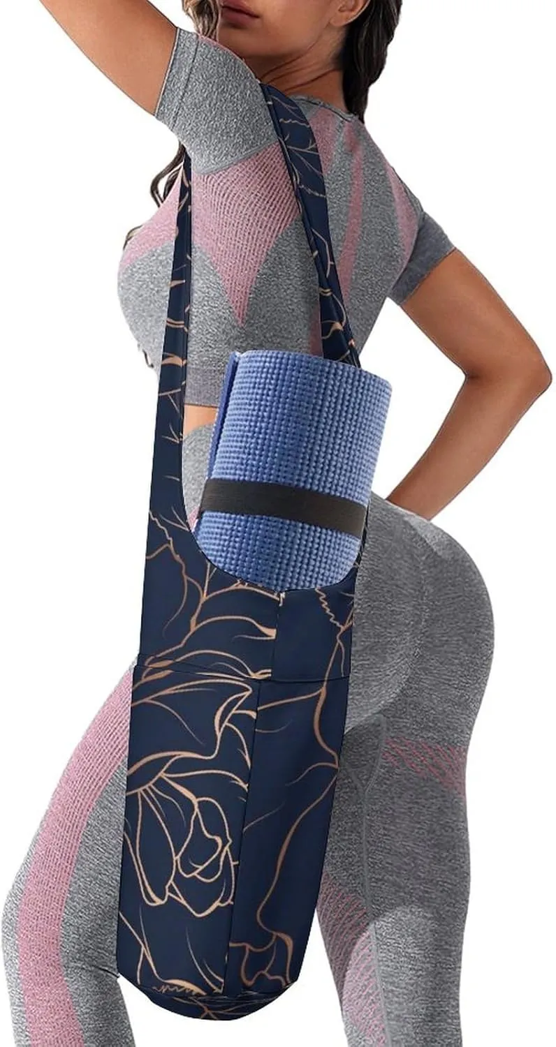 Donnapink Yoga Mat Bag, Canvas Storage Bag with Pocket Shoulder Strap, Fashion Mat Bag