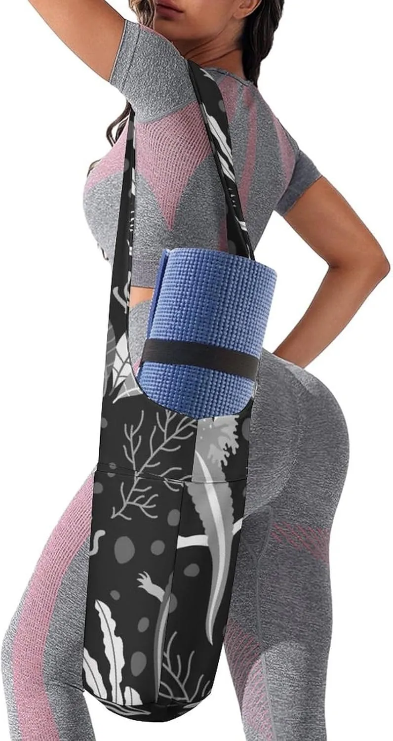 Donnapink Yoga Mat Bag, Canvas Storage Bag with Pocket Shoulder Strap, Fashion Mat Bag