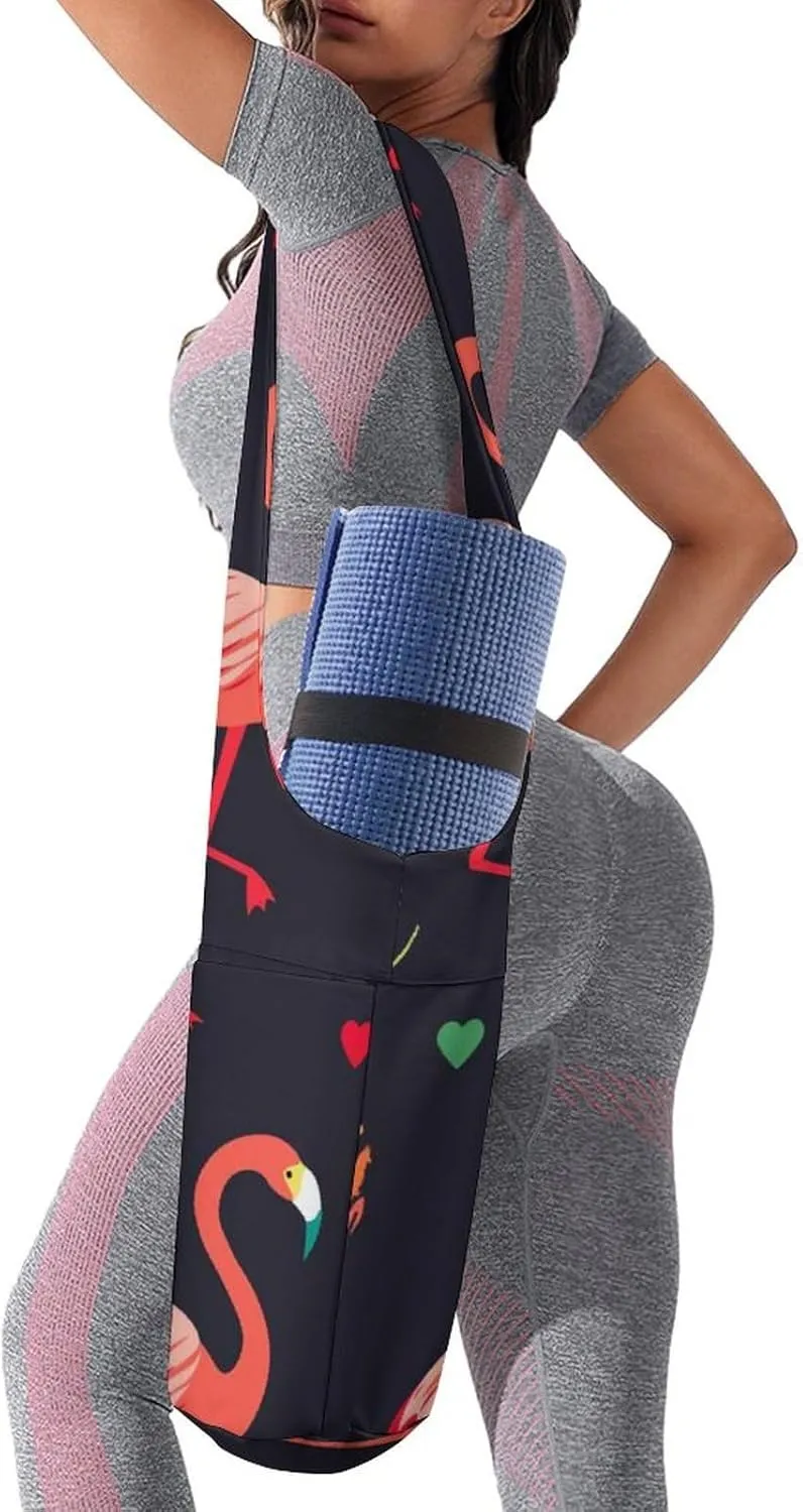 Donnapink Yoga Mat Bag, Canvas Storage Bag with Pocket Shoulder Strap, Fashion Mat Bag
