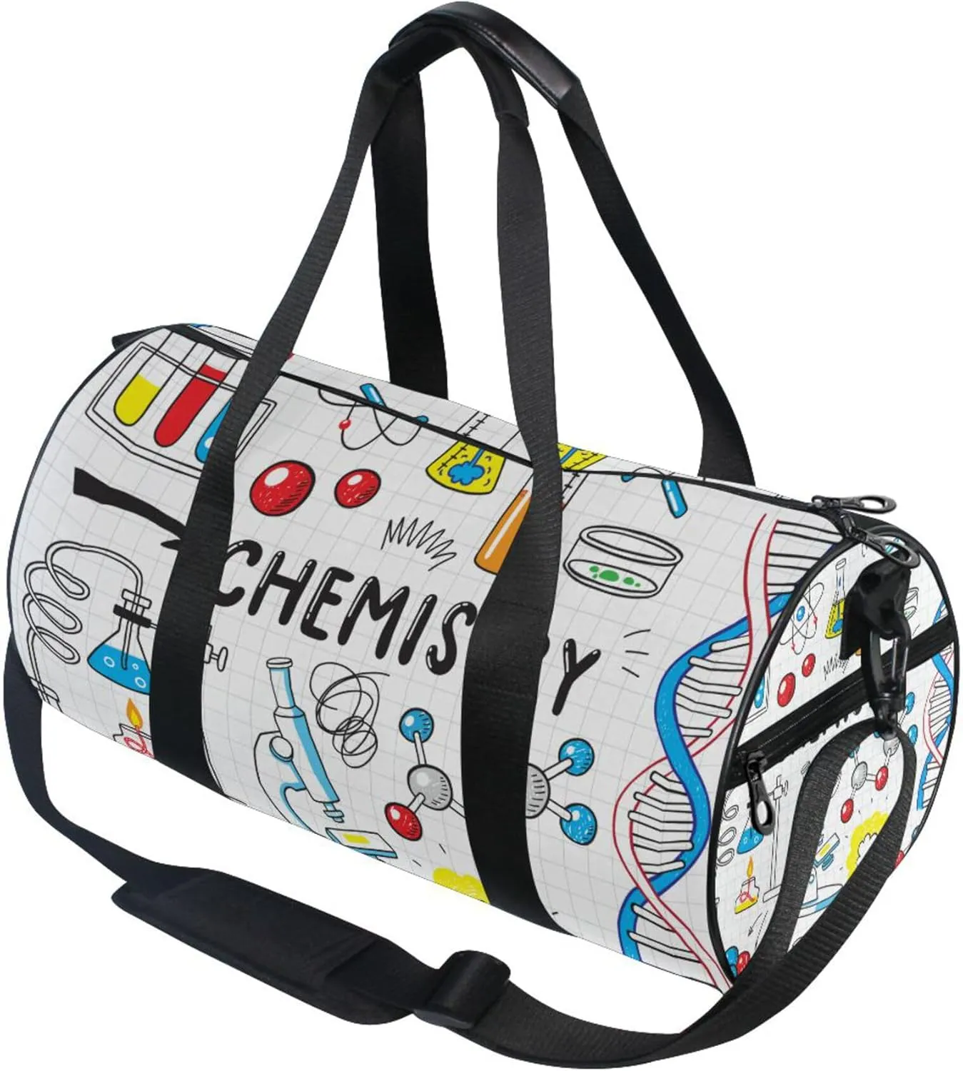 Doodle Chemistry Science Gym Duffle Bag for Women Men Sports Fitness Bag Workout Travel Gymnastics Dance