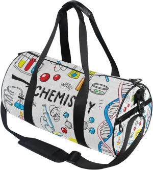 Doodle Chemistry Science Gym Duffle Bag for Women Men Sports Fitness Bag Workout Travel Gymnastics Dance