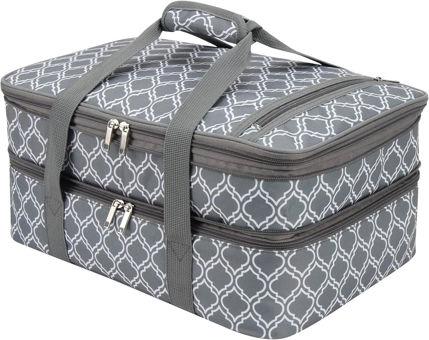 Double Insulated Casserole Carrier Fit 9"x13" Lasagna Baking Dish Pan for Hot or Cold Food Transport,Portable Thermal Reusable Lunch Warmer Tote Bag for Gathering,Camping,Cookouts,Parties-Laurel Green