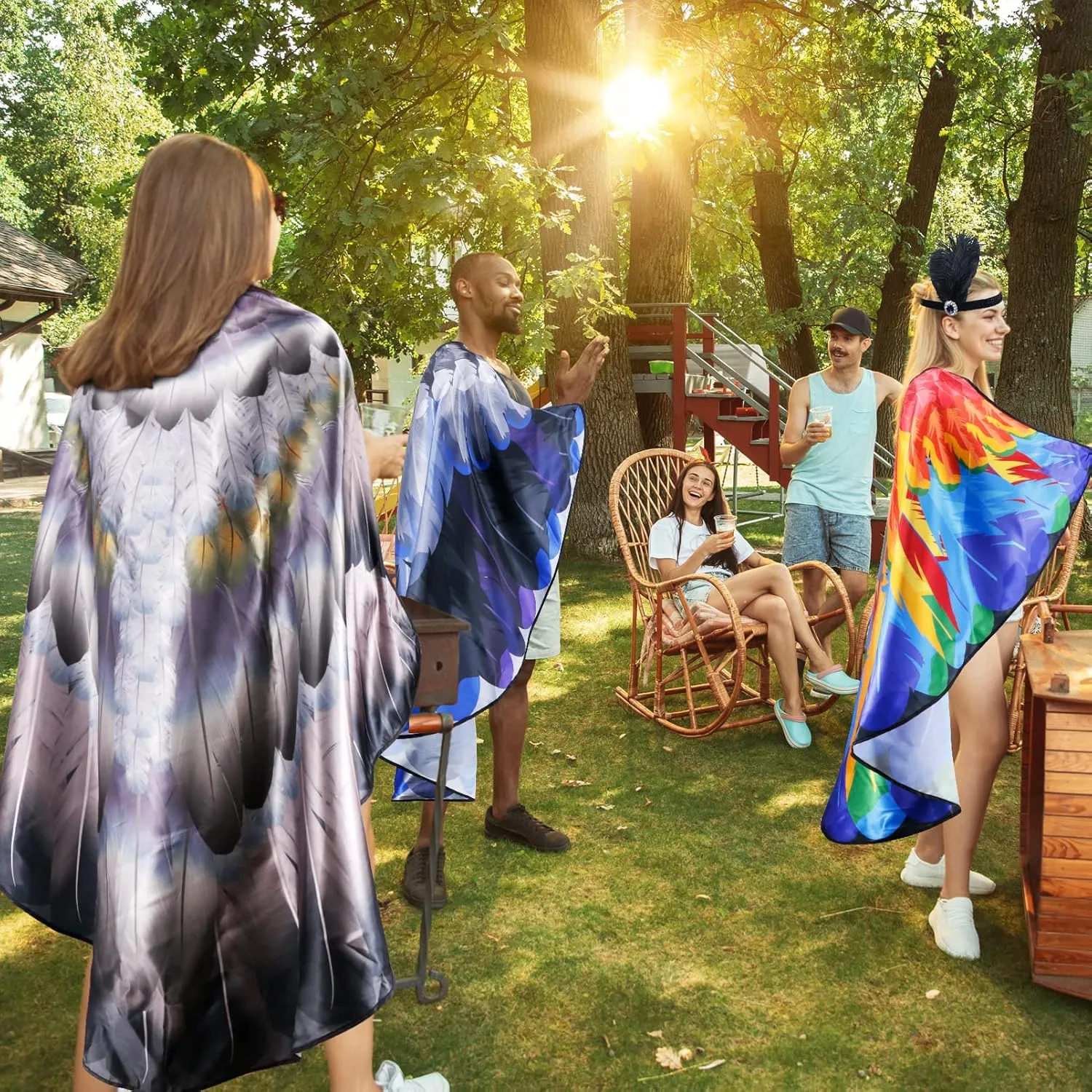 D.Q.Z Adults Bird Wings Eagle Costume for Women Parrot Big Shawl Cape Fairy Dancing Halloween Party Favors
