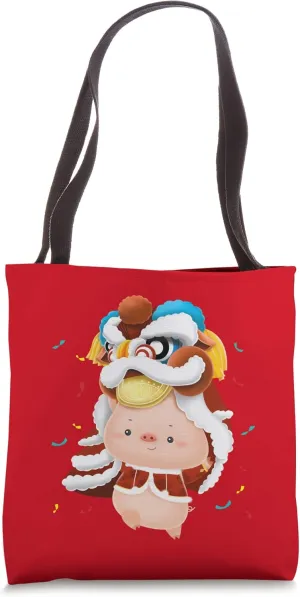 Dragon Dance Pig New Year Costume for Cute and Fortunate Tote Bag