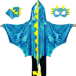 Dragon-Wings-Costume for Kids Toddler Boys Dress-Up Clothes, Dinosaur-Cape and Mask Gloves as Girls Dino Party Gift