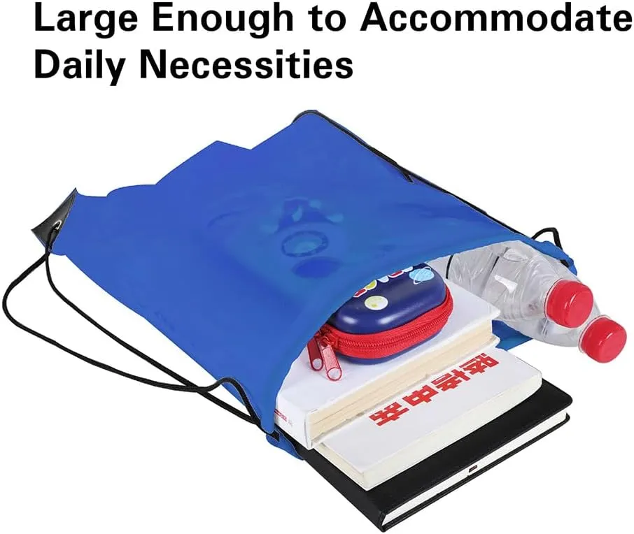 Drawstring Backpack, 16 Pcs Bulk Draw String Bags, Polyester Cinch Bag for Sport Gym, Royal Blue