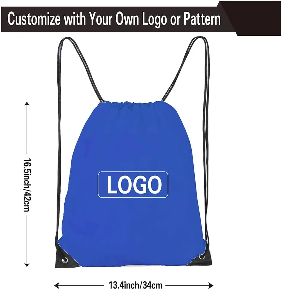 Drawstring Backpack, 16 Pcs Bulk Draw String Bags, Polyester Cinch Bag for Sport Gym, Royal Blue