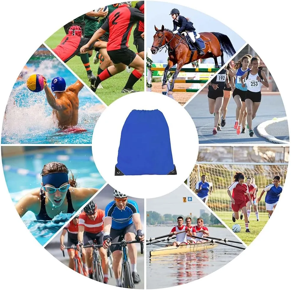 Drawstring Backpack, 16 Pcs Bulk Draw String Bags, Polyester Cinch Bag for Sport Gym, Royal Blue