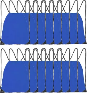 Drawstring Backpack, 16 Pcs Bulk Draw String Bags, Polyester Cinch Bag for Sport Gym, Royal Blue