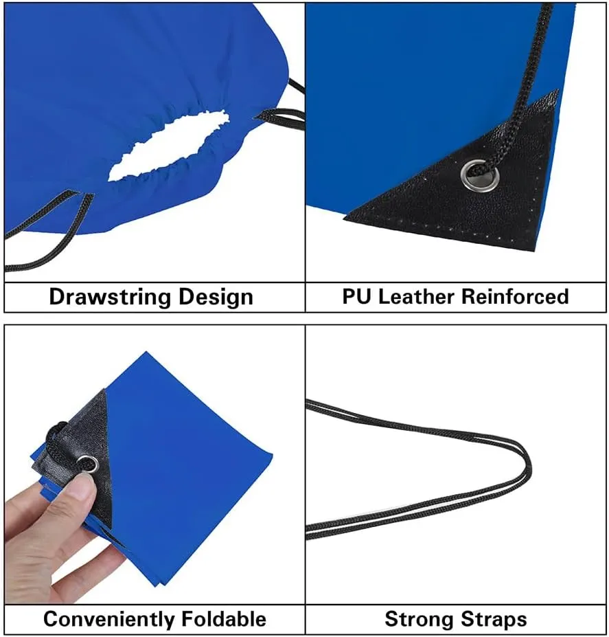 Drawstring Backpack, 16 Pcs Bulk Draw String Bags, Polyester Cinch Bag for Sport Gym, Royal Blue