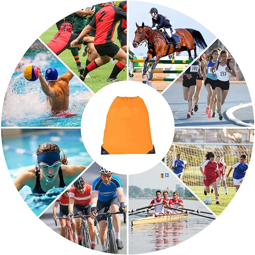 Drawstring Backpack, 30 Pcs Bulk Draw String Bags, Polyester Cinch Bag for Sport Gym, Orange