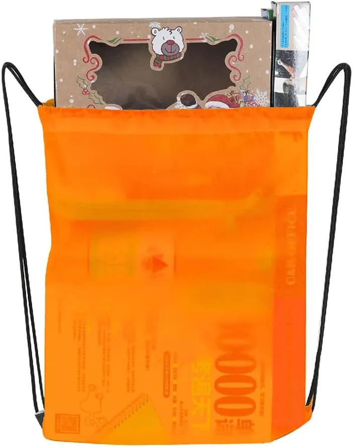 Drawstring Backpack, 30 Pcs Bulk Draw String Bags, Polyester Cinch Bag for Sport Gym, Orange