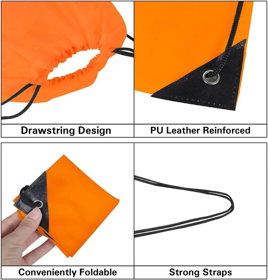 Drawstring Backpack, 30 Pcs Bulk Draw String Bags, Polyester Cinch Bag for Sport Gym, Orange
