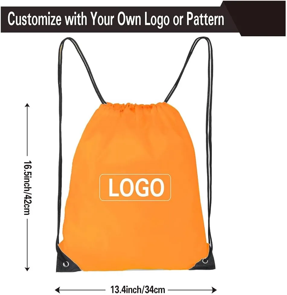 Drawstring Backpack, 30 Pcs Bulk Draw String Bags, Polyester Cinch Bag for Sport Gym, Orange