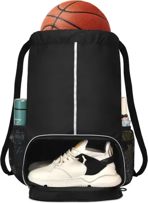 Drawstring Backpack Bag with Shoe Compartment, X-Large Gym, Beach, Sports Backpack for Women & Men