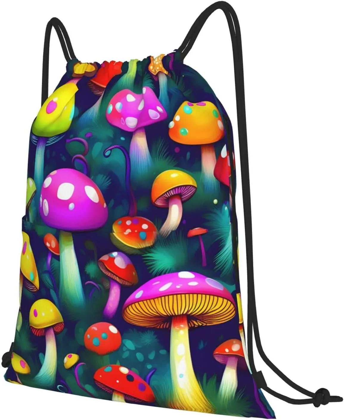Drawstring Backpack for women,Versatile drawstring bag,Water-Resistant Cinch Bag,Gym sackpack-Bright Mushrooms Art