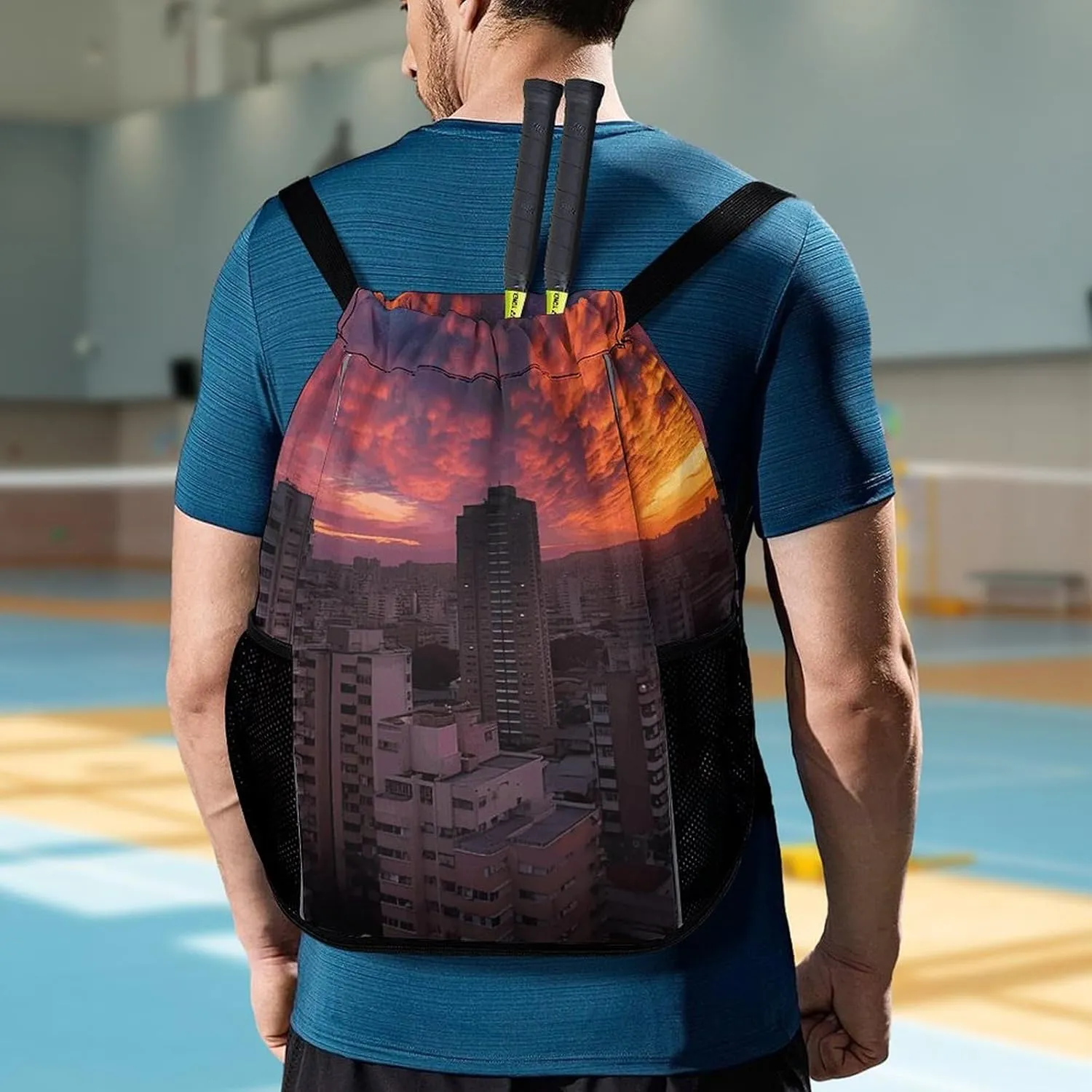 Drawstring Backpack Gym Drawstring Bag for Men Apartment at Sunset Draw String Bags Gym Bag Cinch Bag