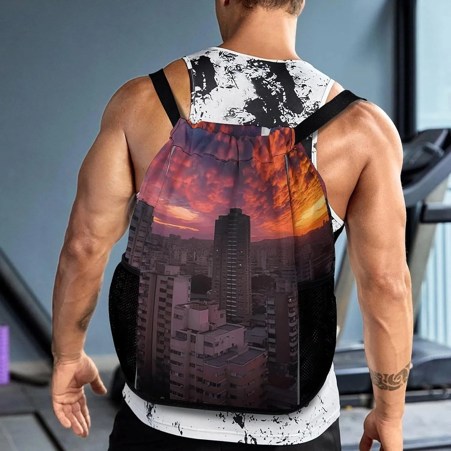 Drawstring Backpack Gym Drawstring Bag for Men Apartment at Sunset Draw String Bags Gym Bag Cinch Bag
