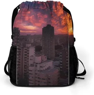 Drawstring Backpack Gym Drawstring Bag for Men Apartment at Sunset Draw String Bags Gym Bag Cinch Bag