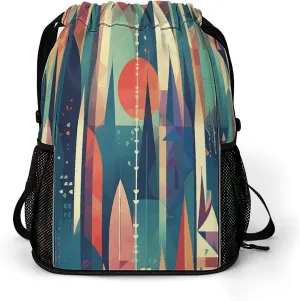 Drawstring Backpack Gym Drawstring Bag for Men Assorted Colorful Shapes Draw String Bags Gym Bag Cinch Bag