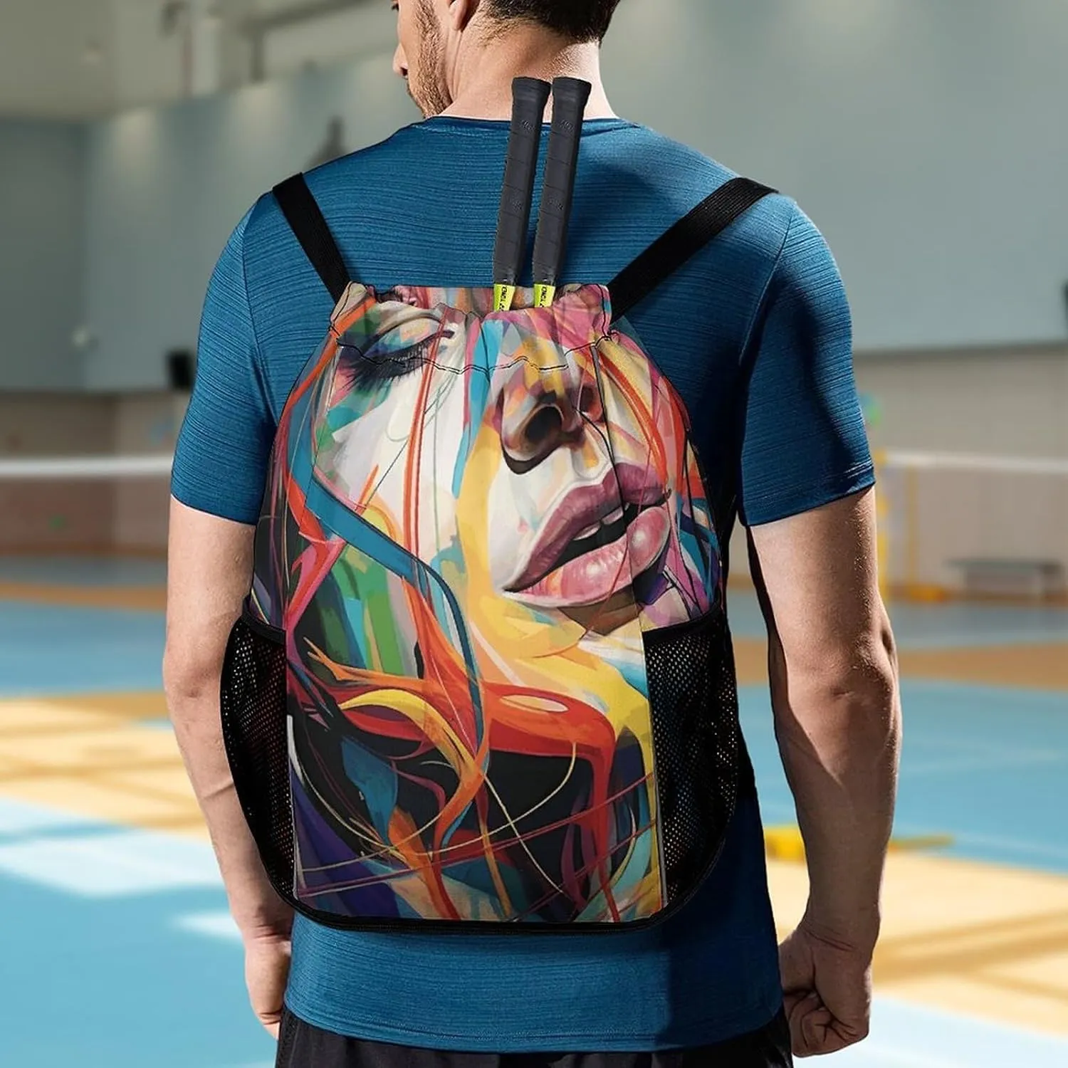 Drawstring Backpack Gym Drawstring Bag for Men Face Drawing Draw String Bags Gym Bag Cinch Bag