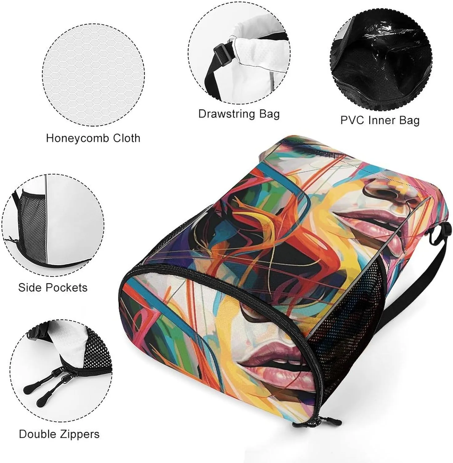 Drawstring Backpack Gym Drawstring Bag for Men Face Drawing Draw String Bags Gym Bag Cinch Bag