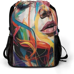 Drawstring Backpack Gym Drawstring Bag for Men Face Drawing Draw String Bags Gym Bag Cinch Bag