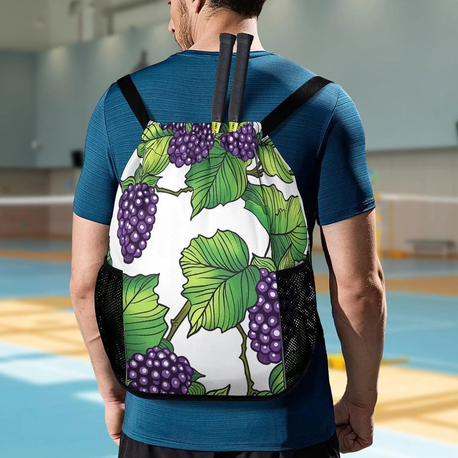 Drawstring Backpack Gym Drawstring Bag for Men Hand Drawn Mulberries Draw String Bags Gym Bag Cinch Bag