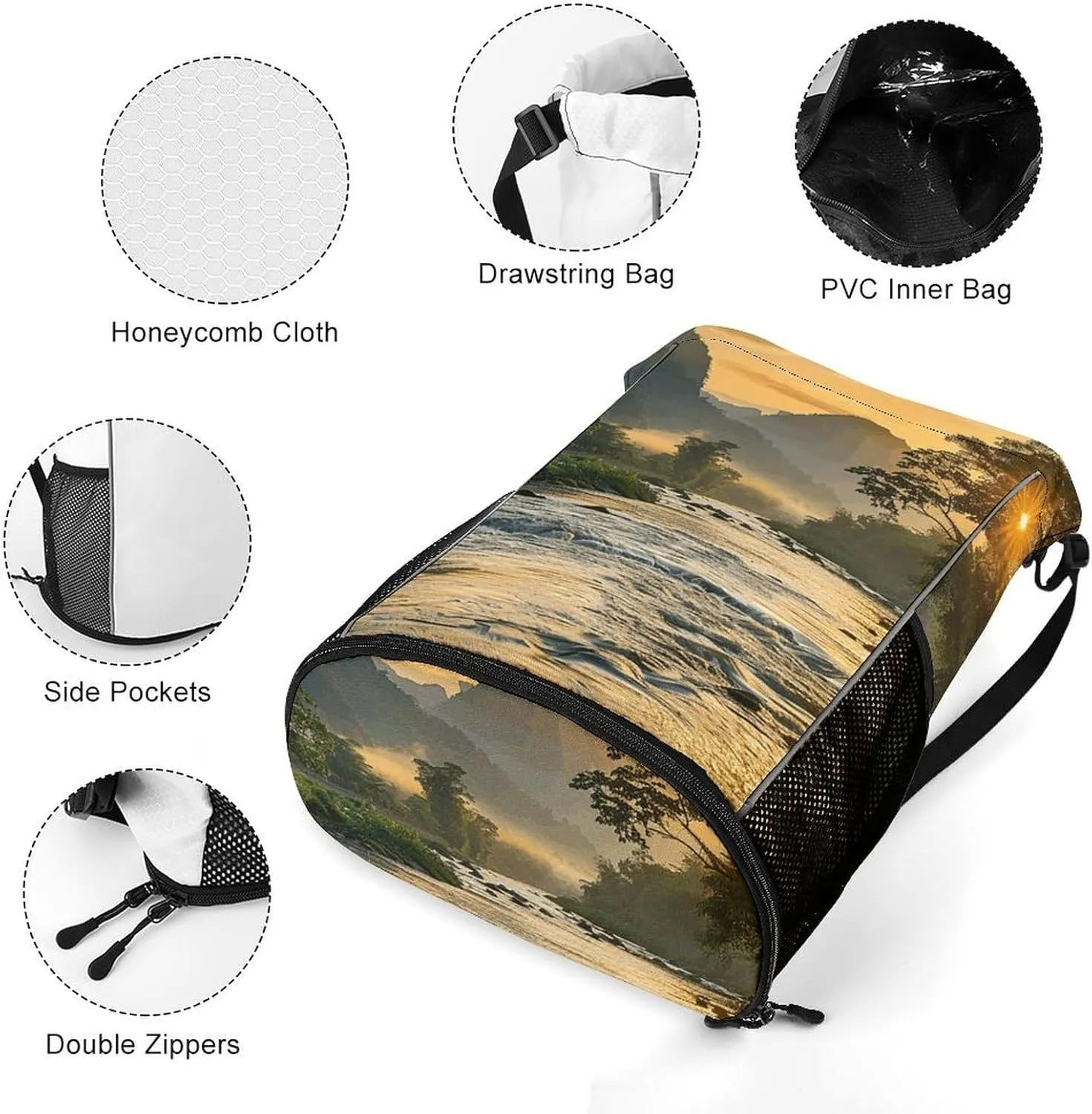 Drawstring Backpack Gym Drawstring Bag for Men The River Flows Slowly Draw String Bags Gym Bag Cinch Bag