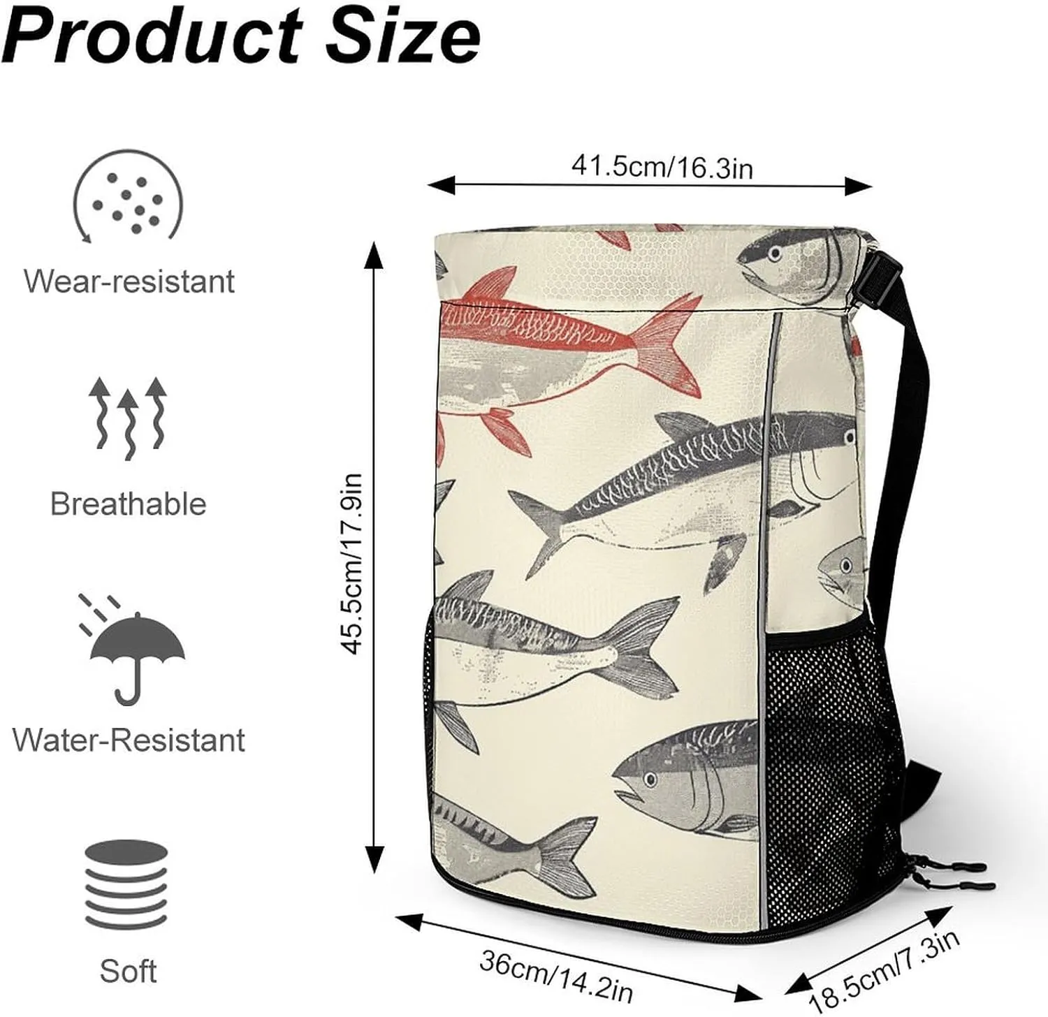 Drawstring Backpack Gym Drawstring Bag for Men With Herring Pattern Draw String Bags Gym Bag Cinch Bag